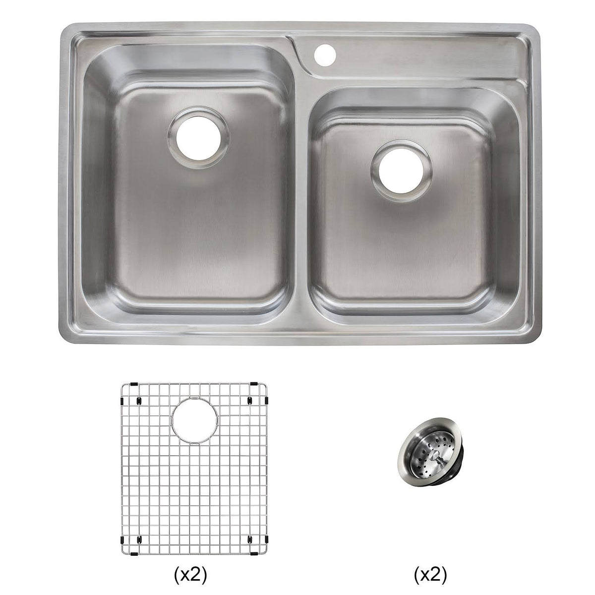 33 inch Double Bowl 18 Gauge Stainless Steel Kitchen Sink C79908
