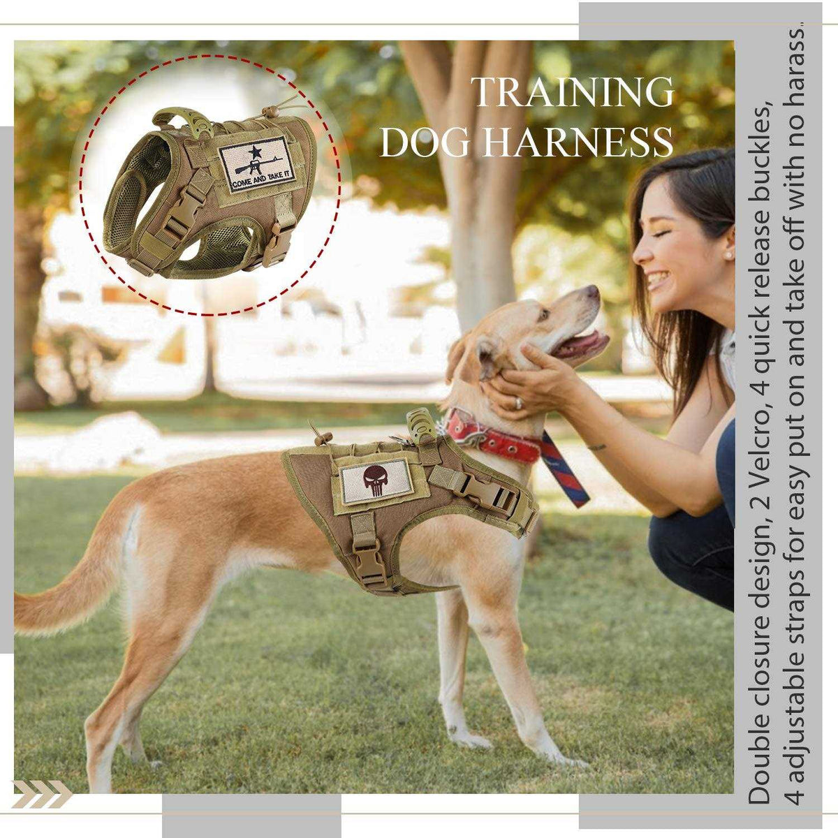 Tactical Dog Training Harness Adjustable MOLLE Vest with Rubber Handle N42960