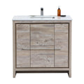 36 in. Nature Wood Bathroom Vanity with White Quartz Counter Top M107