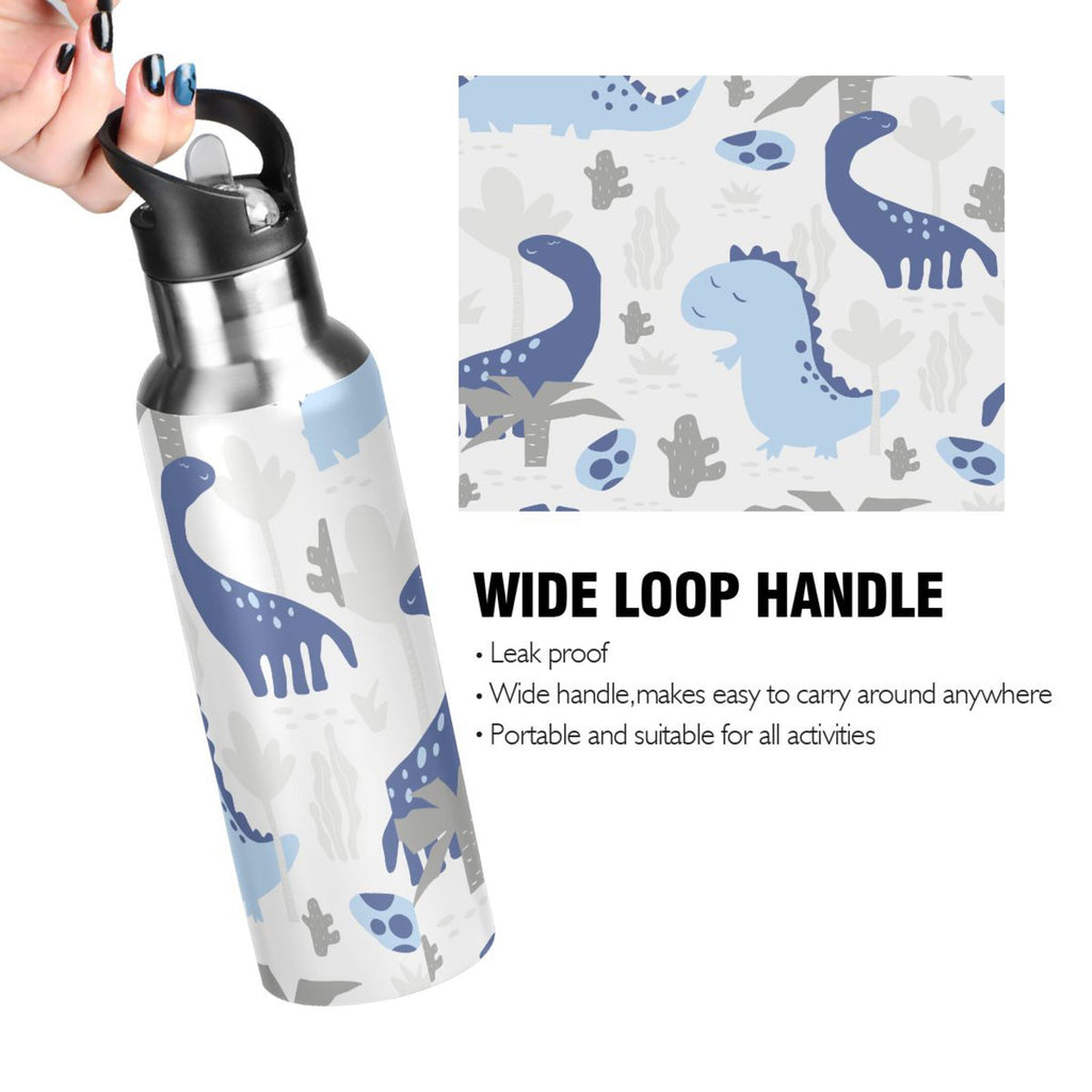 Stainless Steel Insulated Thermos Vacuum Flask Water Bottle with Straw Lid Y1351