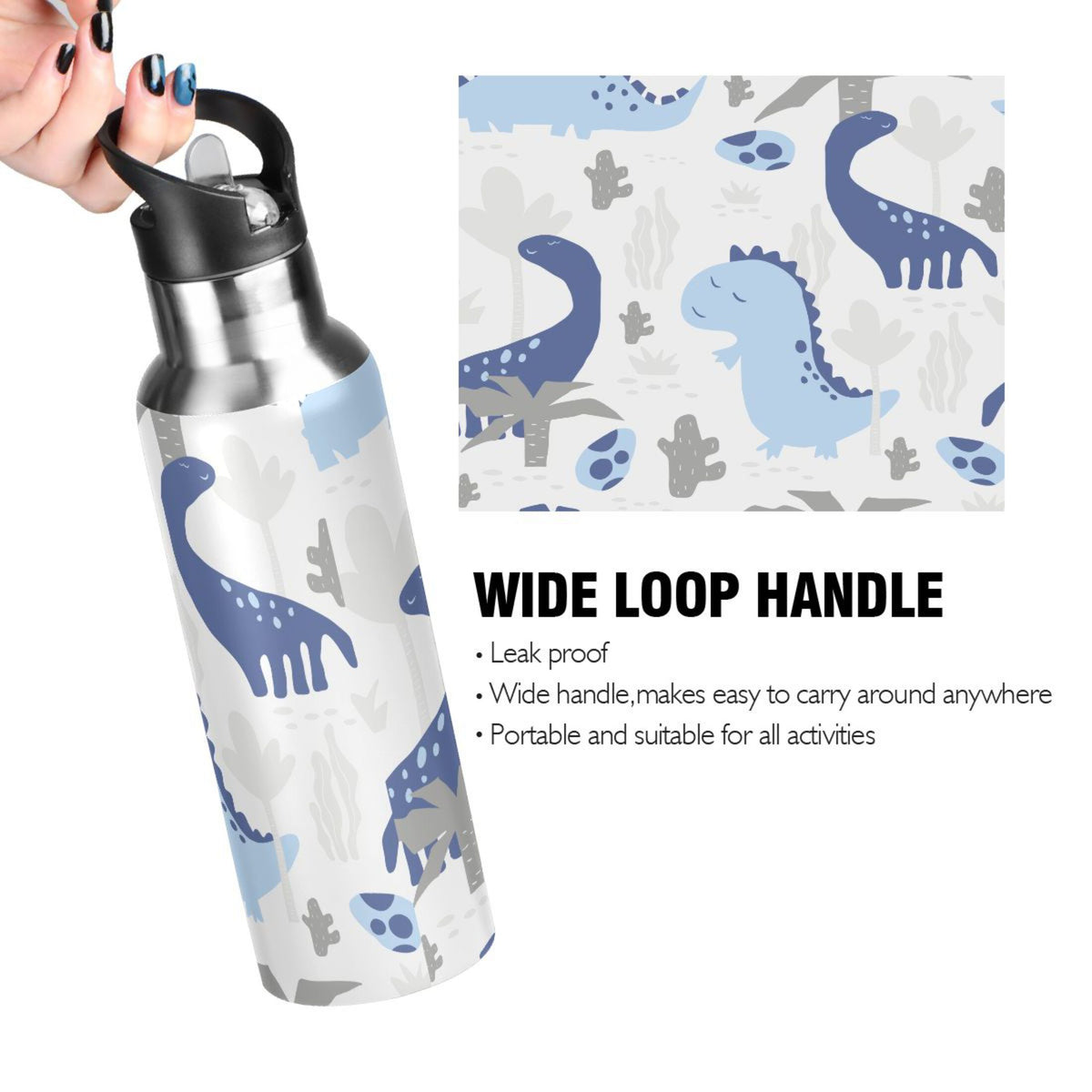 Stainless Steel Insulated Thermos Vacuum Flask Water Bottle with Straw Lid Y1351