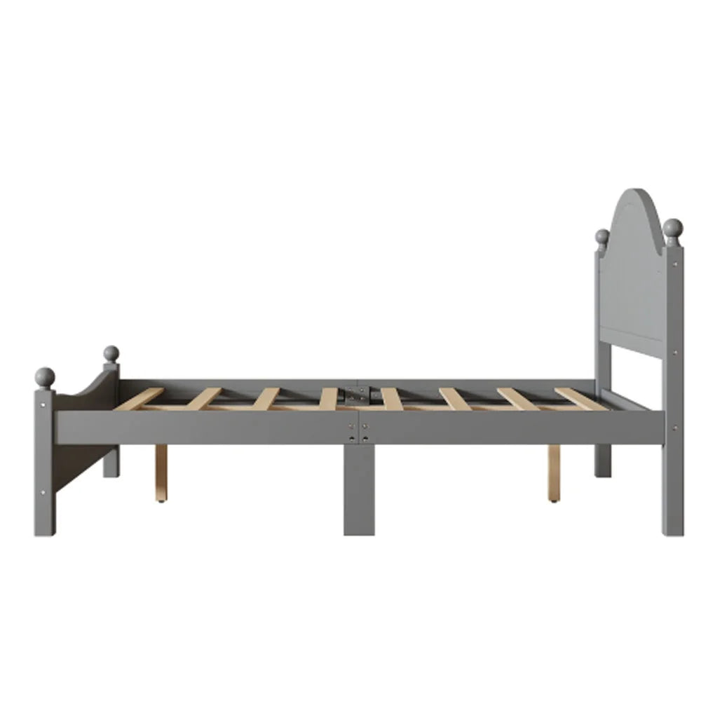 Gray Solid Wood Platform Bed Queen N176