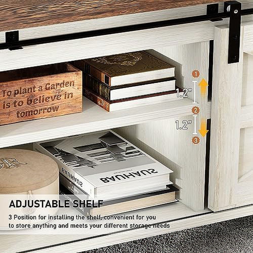 Farmhouse Coffee Table with Sliding Barn Doors Q537