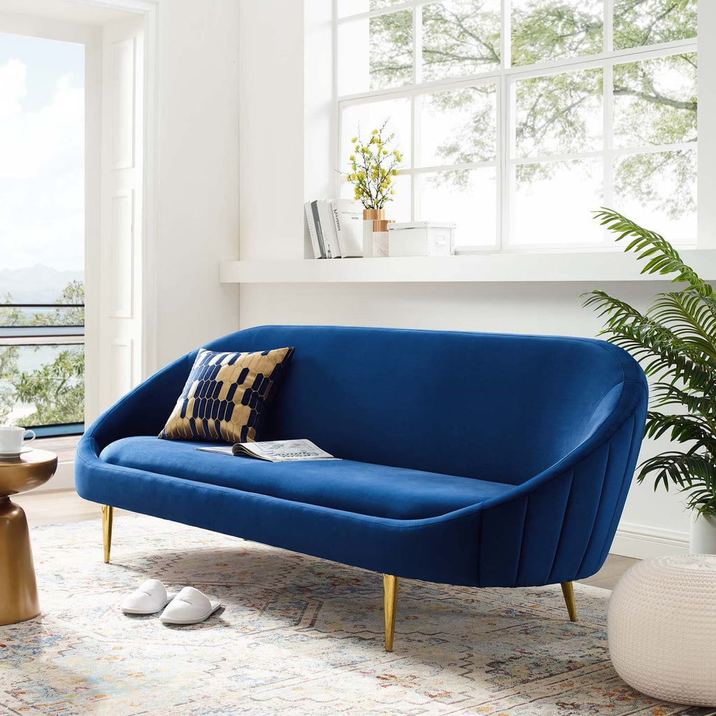 Navy Blue Velvet Sofa D979171