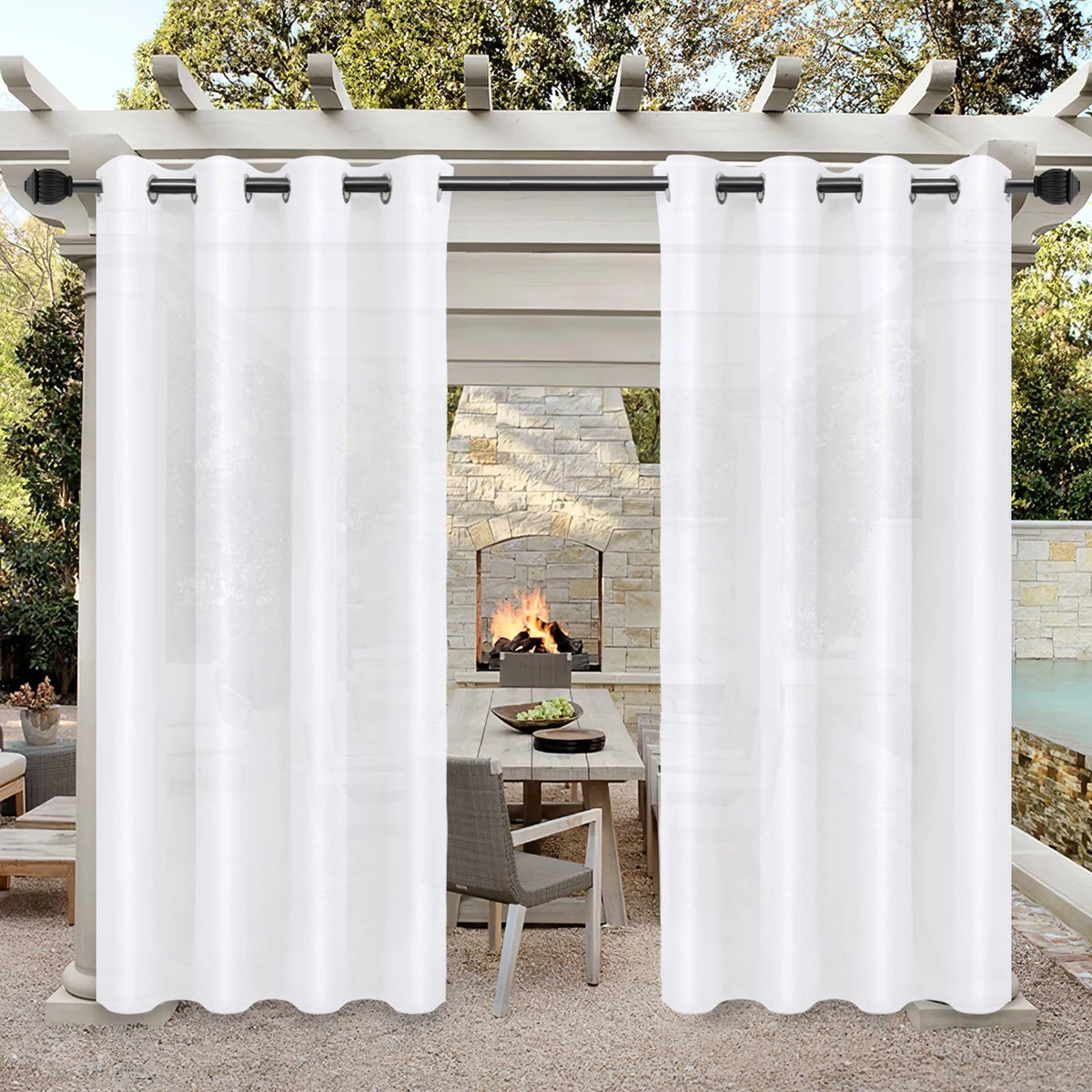 Waterproof Cabana Grommet Curtain Panels, Gold, 52 x 84 inch, Set of 2 K139