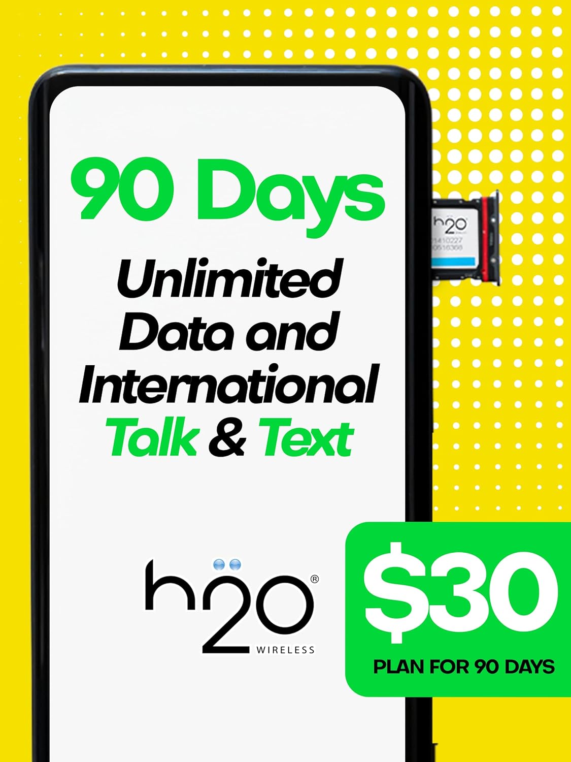 Preloaded Triple-Cut SIM Card with Unlimited Data, 6GB High-Speed 4G LTE/5G Data, 90-Day Plan, Pack of 2 I92756