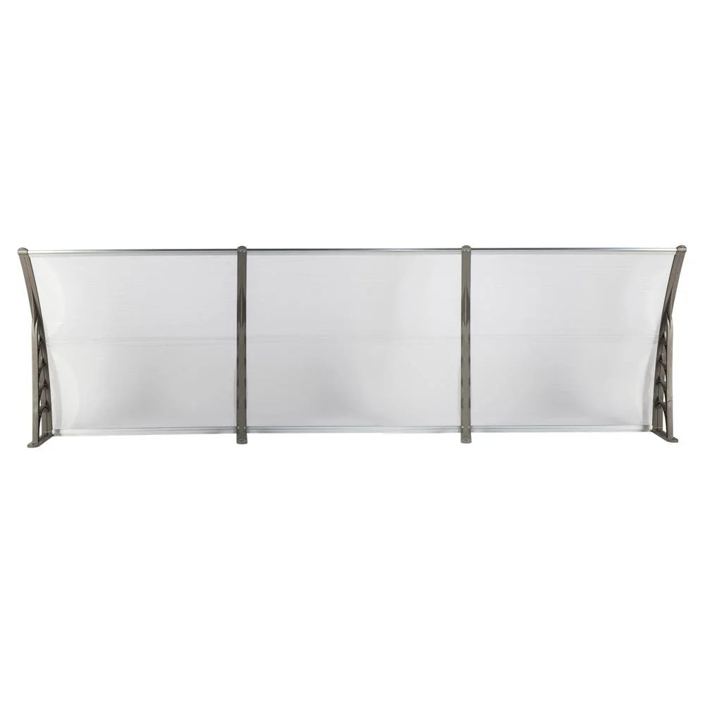 39.37" x 118.11" Door Window Patio Rain Cover Eaves Transparent Board & Gray Holder W213128