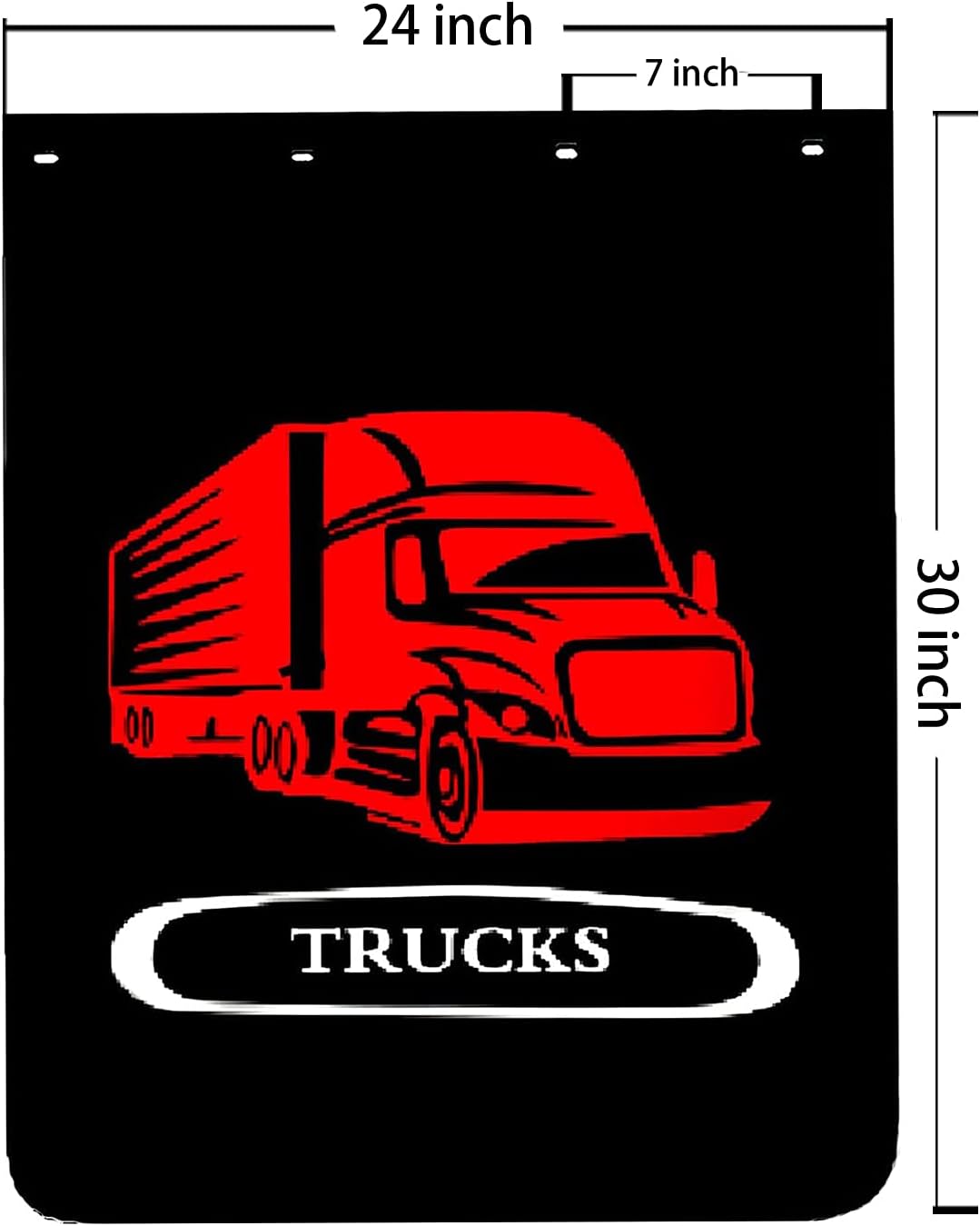 Black Mud Flaps and Aluminum Strip with Reflective, 24inch x 30inch Heavy Duty Rubber Pair D7588
