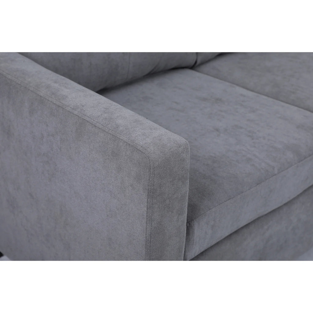75" Gray Fabric Sofa and Chaise Convertible to Ottoman G1702