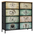 9 Drawer Dresser with Steel Frame Wooden Top Q47260