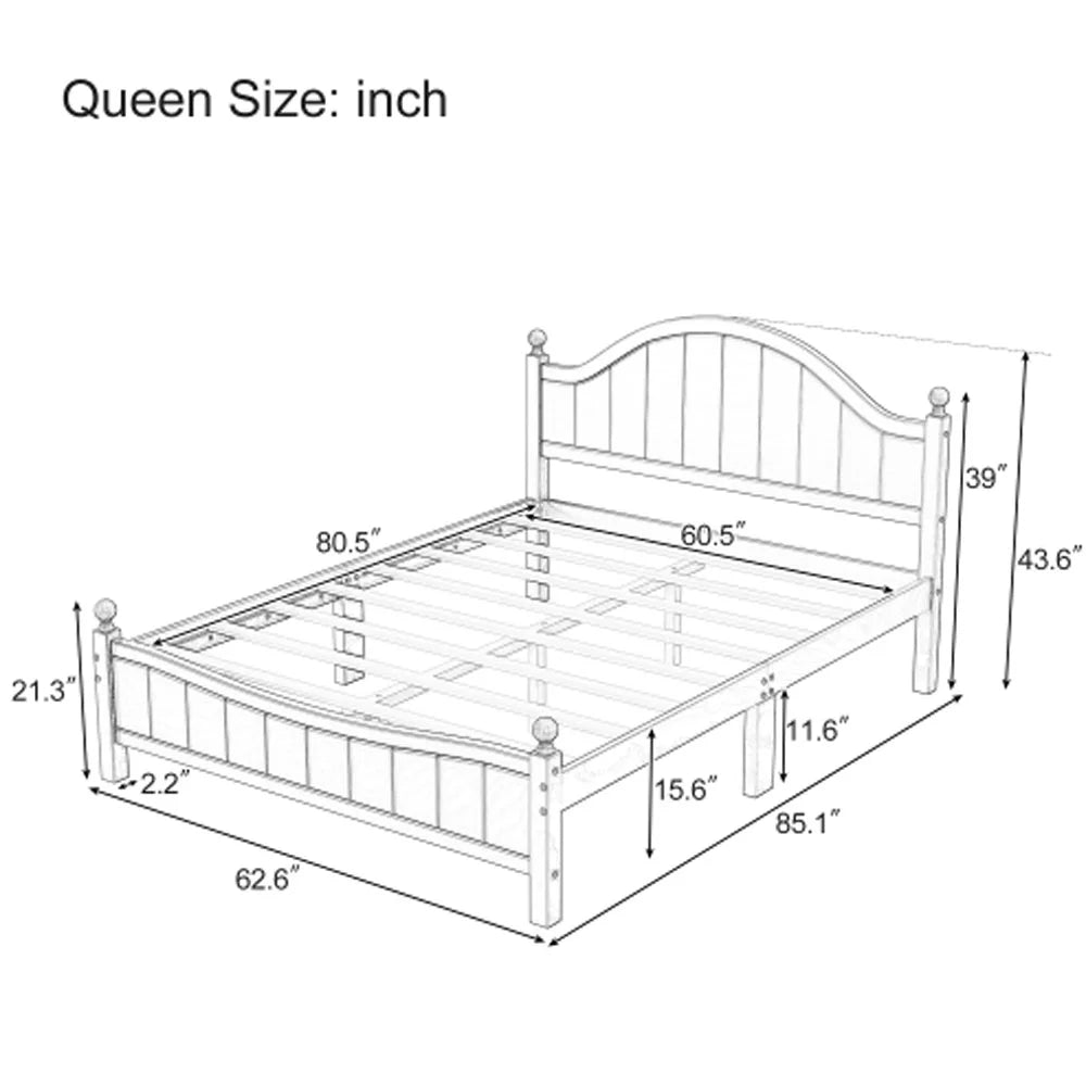 Gray Solid Wood Platform Bed Queen N176