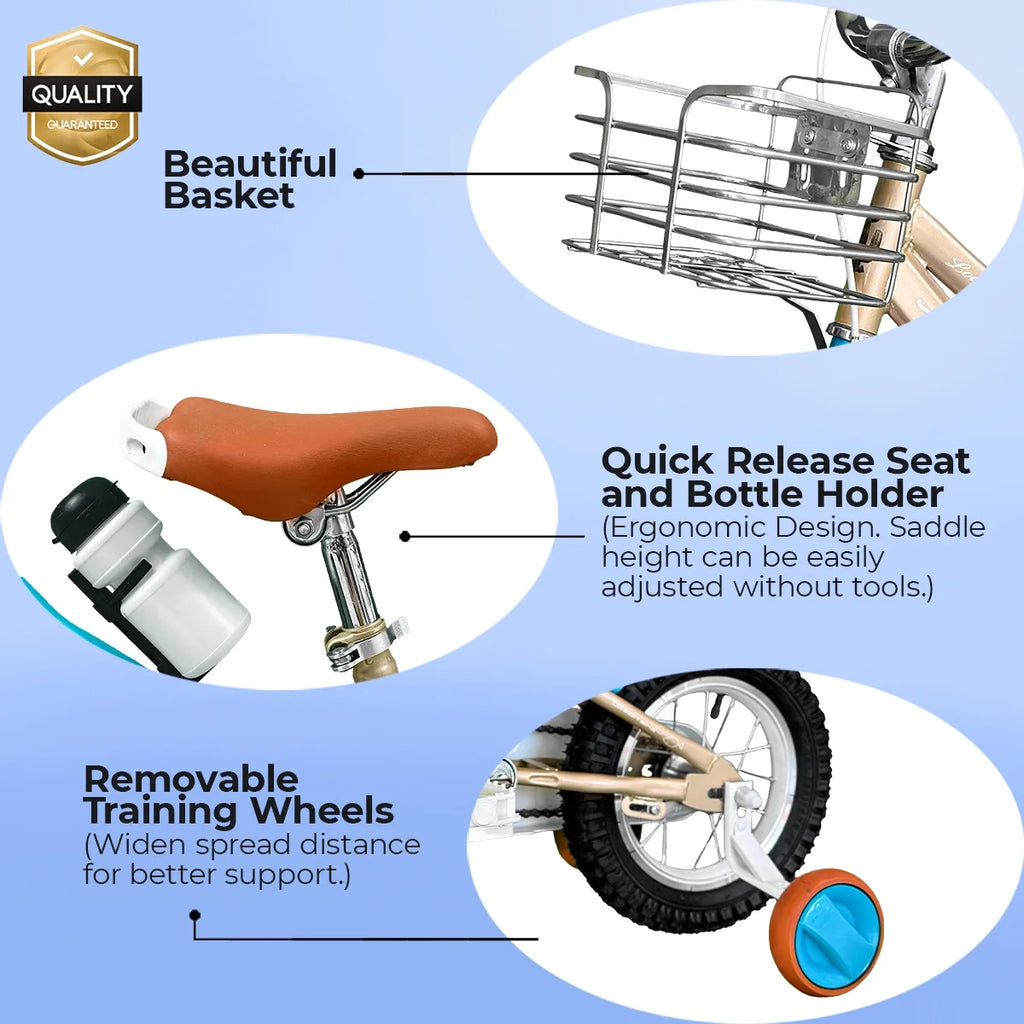 12 Inch Kids Bike with Training Wheels & Basket A9273
