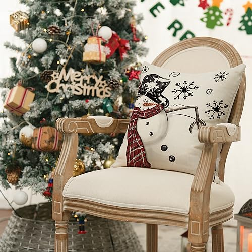 Christmas Snowman Throw Pillow Covers 18 x 18 Inch Set of 4 S3405