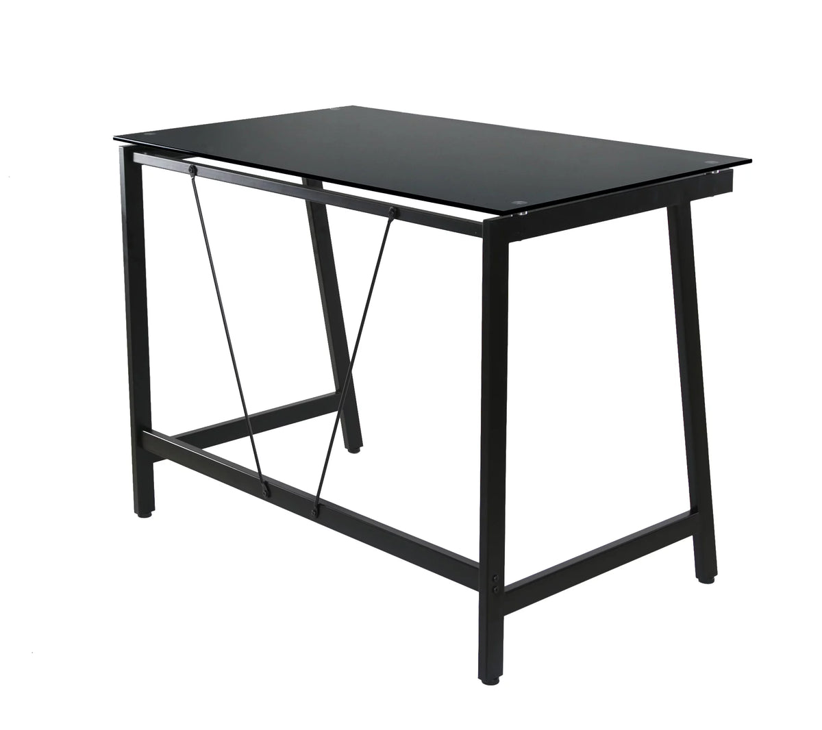 Contemporary Glass Writing Desk Steel Frame Black M434