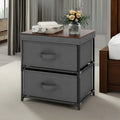 Grey Rustic Brown 2 Drawer Nightstand T296